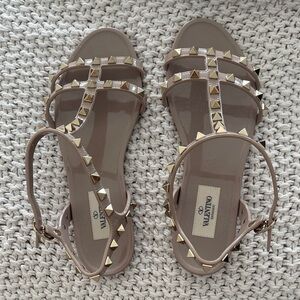 Valentino Women's Studded Sandals - Taupe lighted used